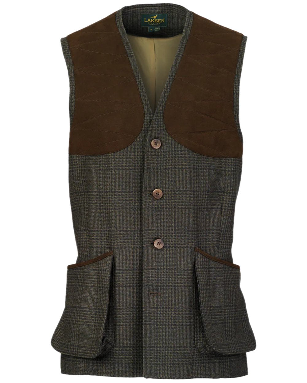 Willow Coloured Laksen Mens Willow Leith Shooting Vest on white background
