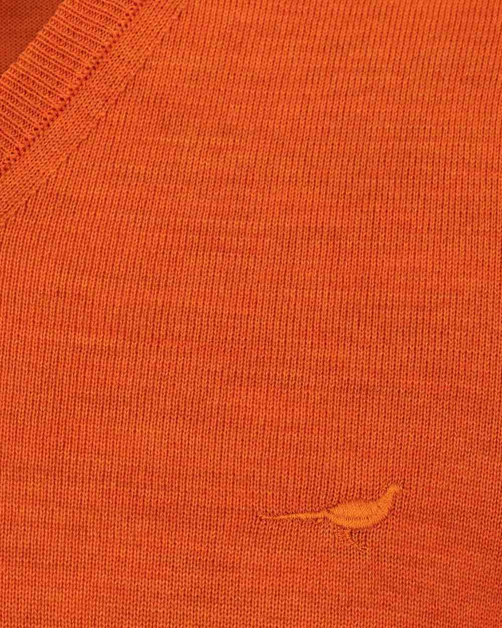 Orange Coloured Laksen Sussex V-Neck Sweater on white background