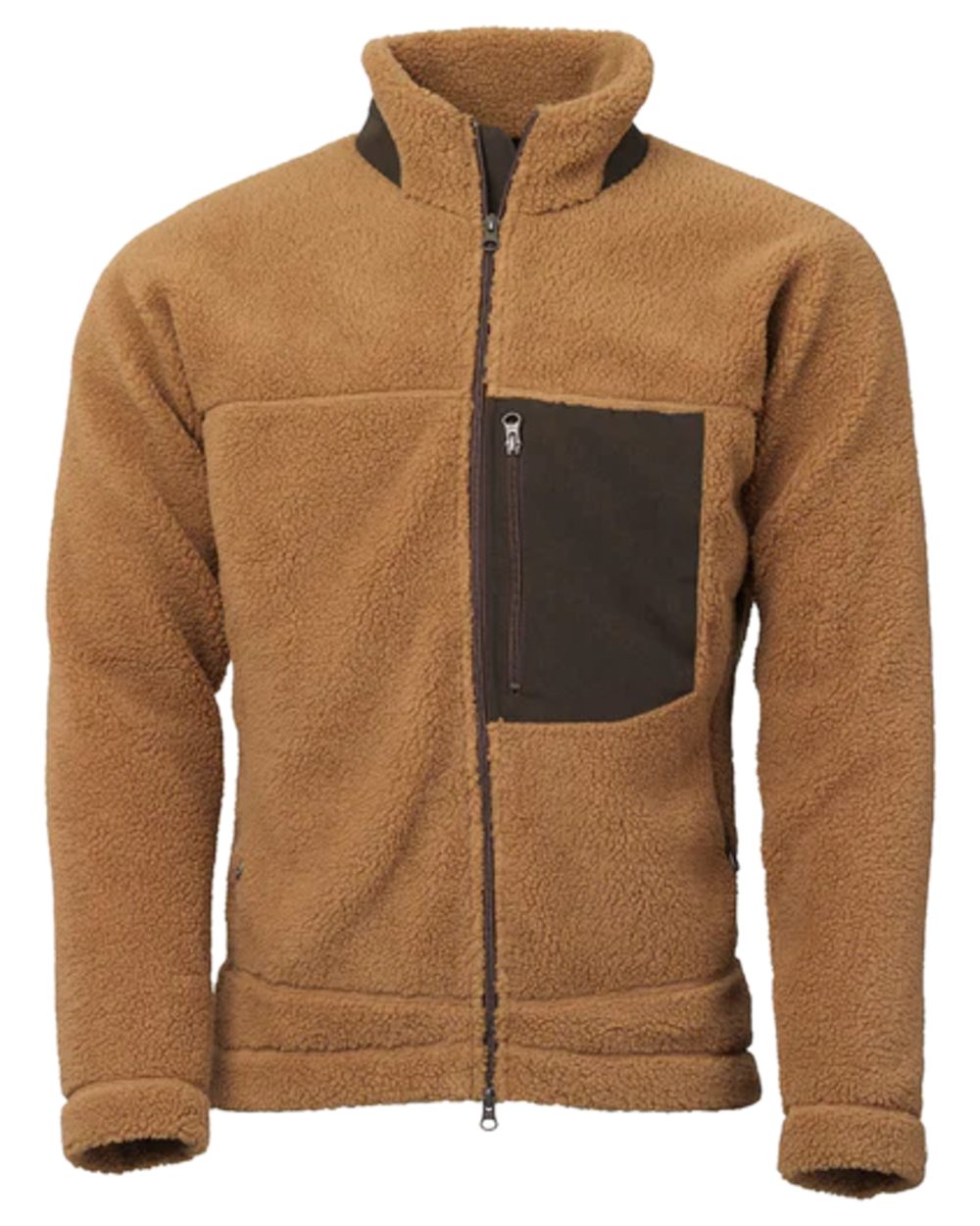 Toffee Coloured Laksen Teddy Fleece Zip Jacket on white background