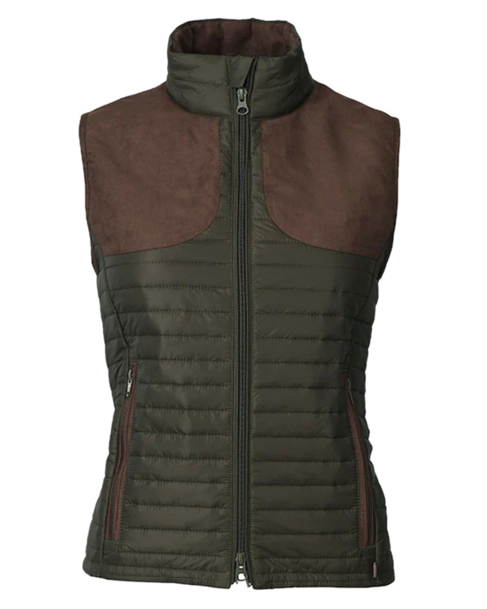 Olive Coloured Laksen Womens Bristol Quilted Vest on white background