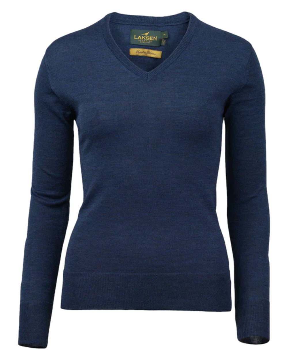 Cornflower Coloured Laksen Womens Carnaby V-neck Merino Knit on white background