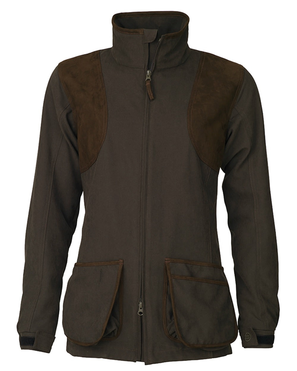 Olive coloured Laksen Womens Clay Pro Shooting Jacket With CTX on white background