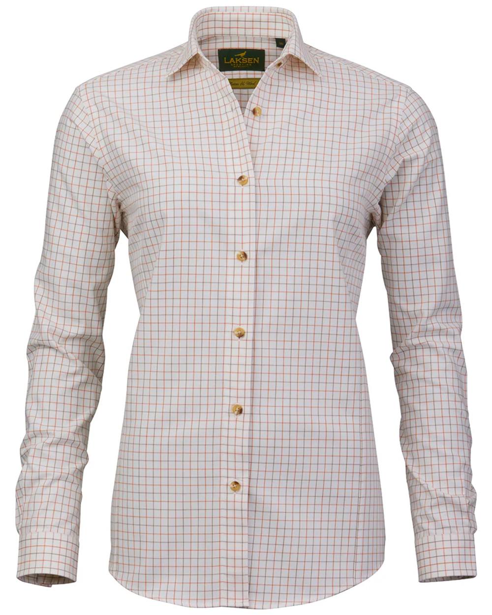 Burnt Orange Rum Coloured Laksen Womens Haley Cotton Wool Shirt on white background