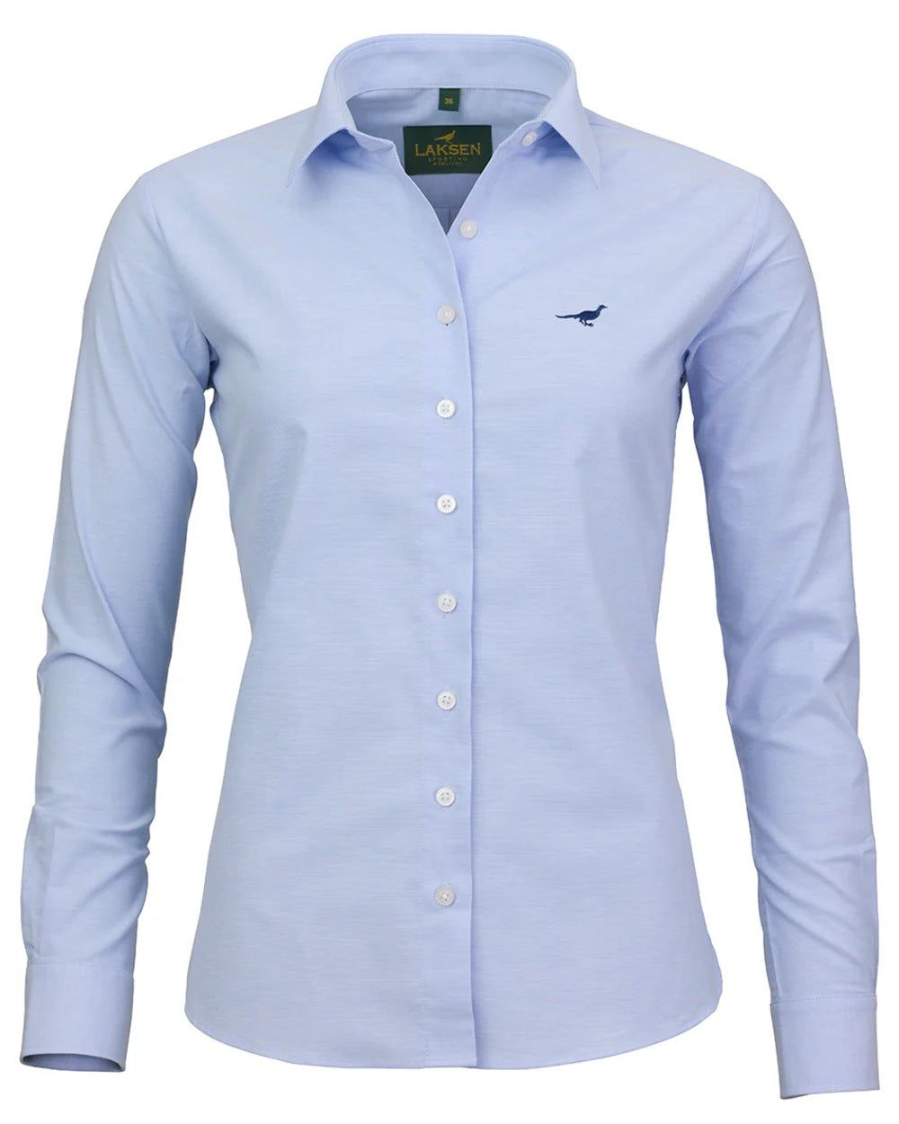 Light Blue coloured Laksen Womens Oxford Stretch Shirt on white coloured