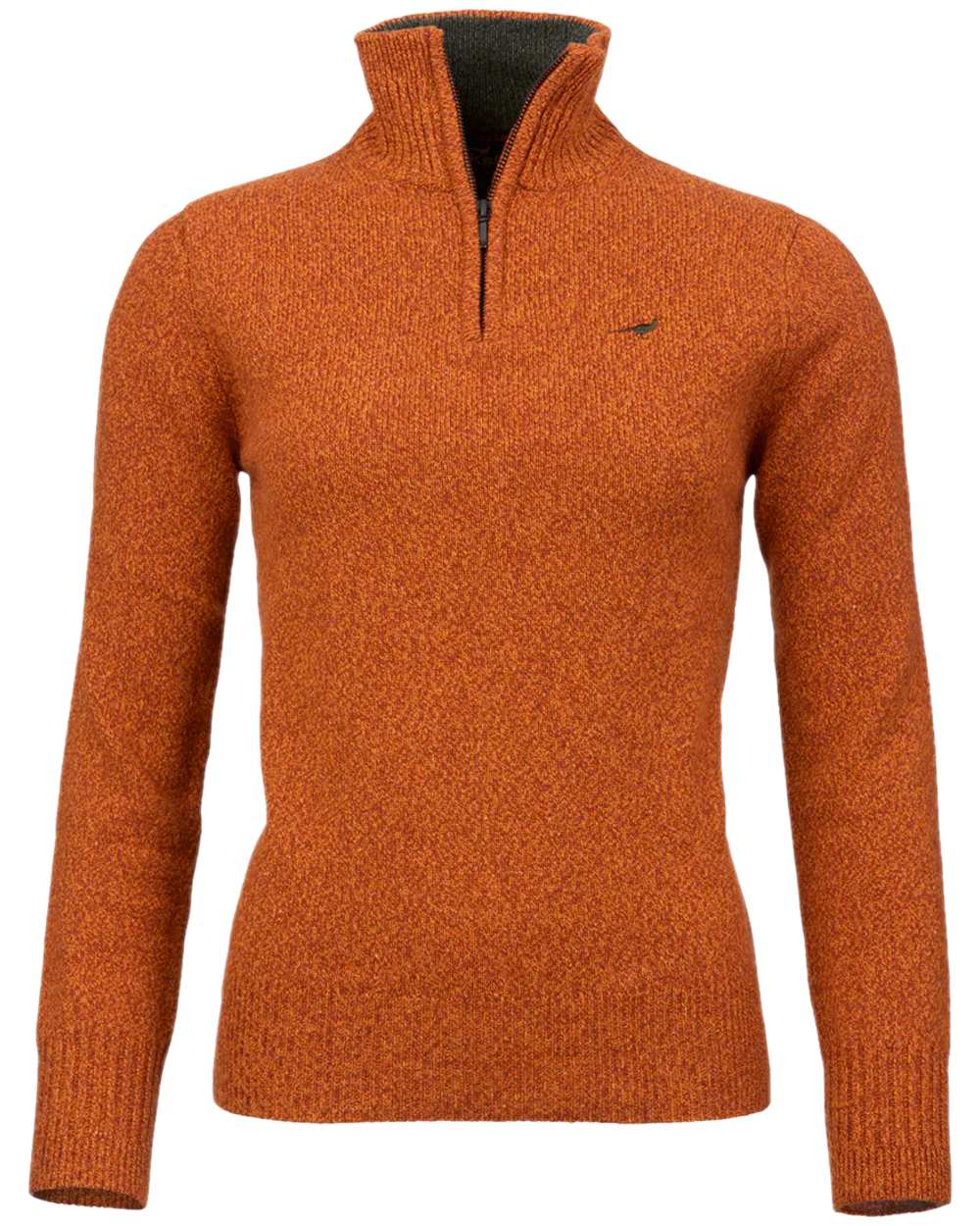 Terra Coloured Laksen Womens Tyne Zip Neck Sweater on white background