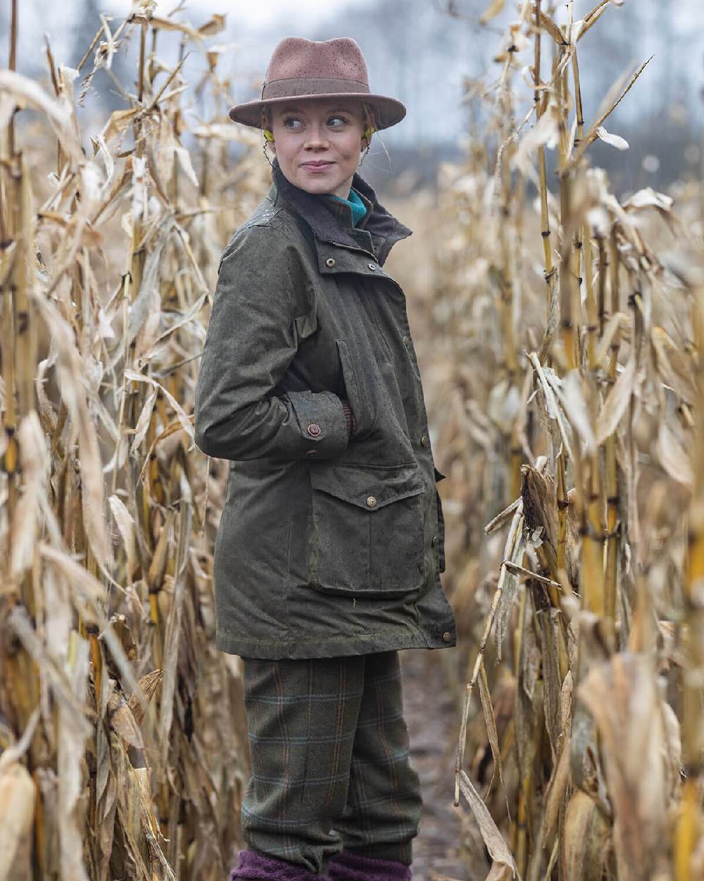 Laksen Ashley Wax Coat in Forest