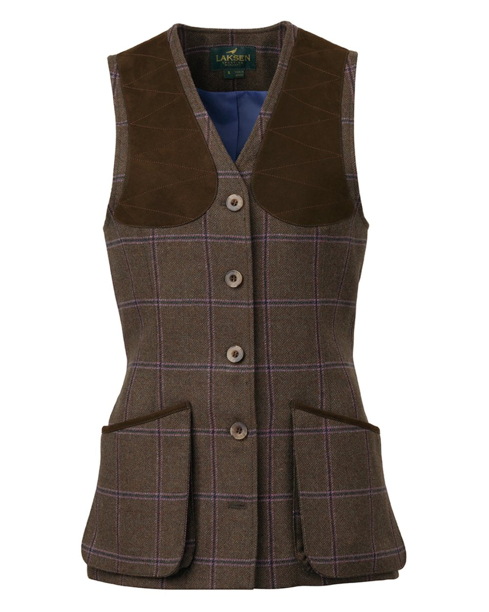 Laksen Pippa Beauly Tweed Shooting Vest On A White Background