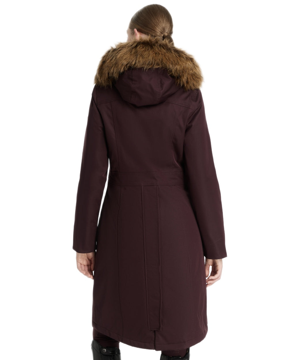 Damson Coloured LeMieux Anya Waterproof Riding Coat On A White Background
