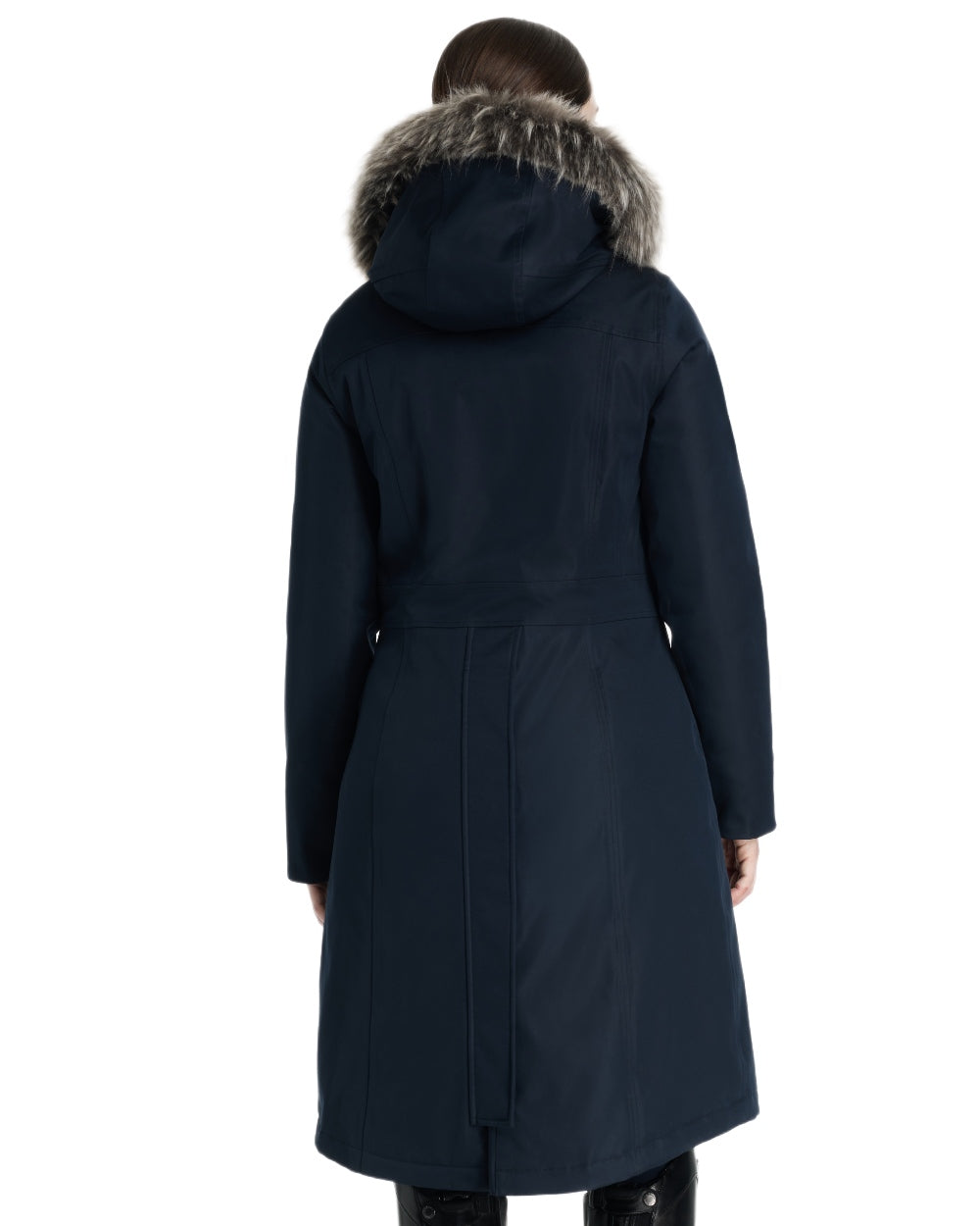 Navy Coloured LeMieux Anya Waterproof Riding Coat On A White Background
