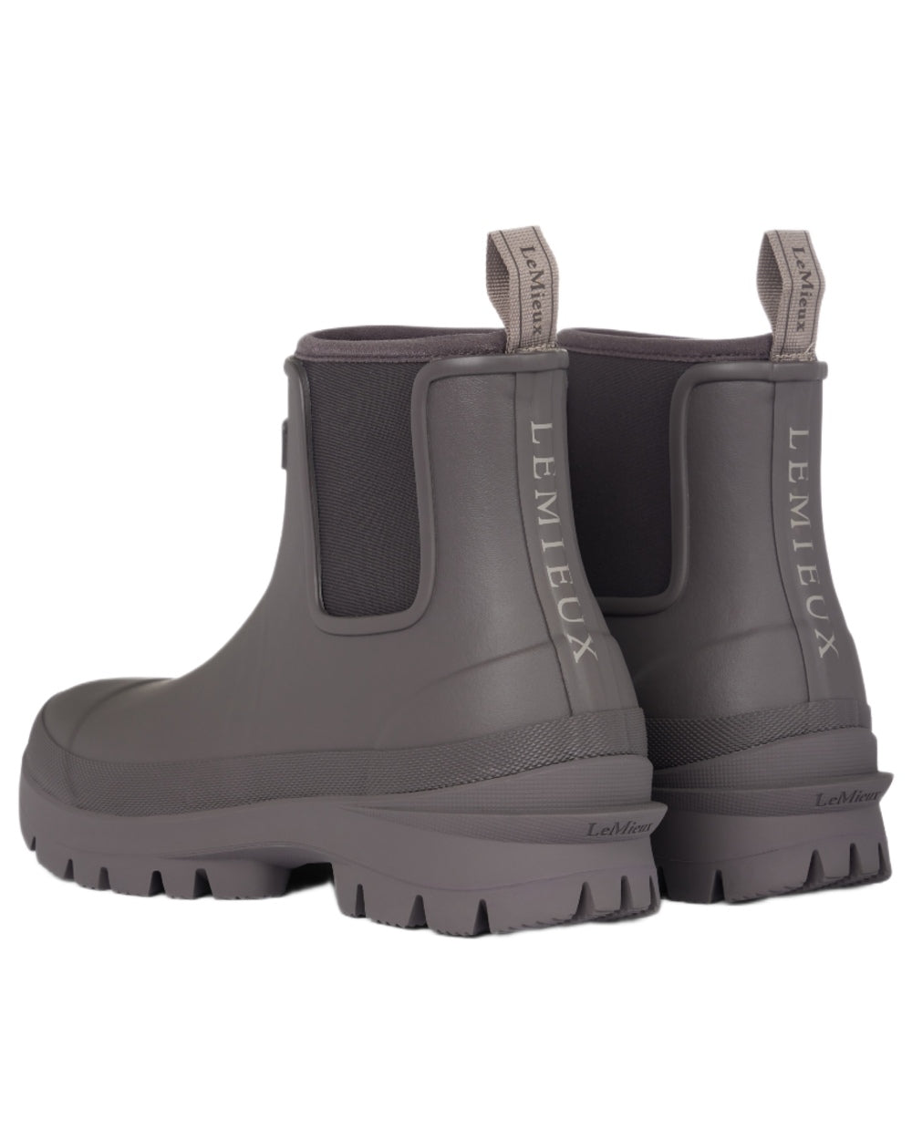 Cocoa coloured LeMieux Bramshaw Chelsea Wellies on white background