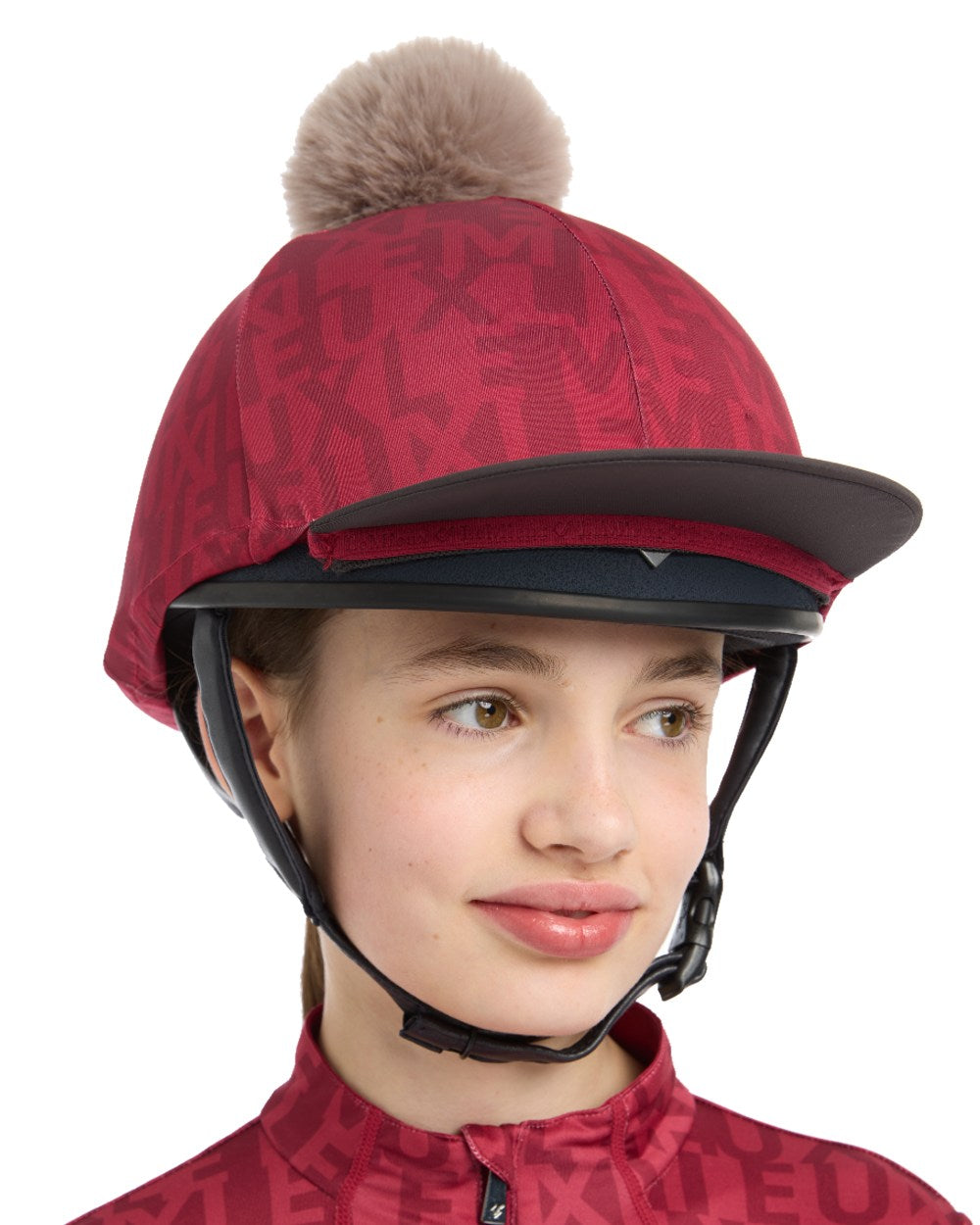 Ember coloured LeMieux Casey Hat Silk on white background