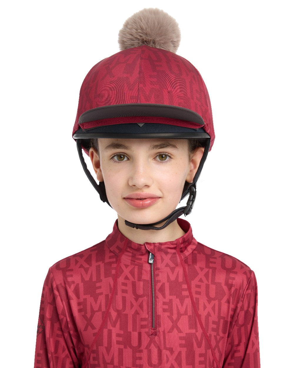 Ember coloured LeMieux Casey Hat Silk on white background