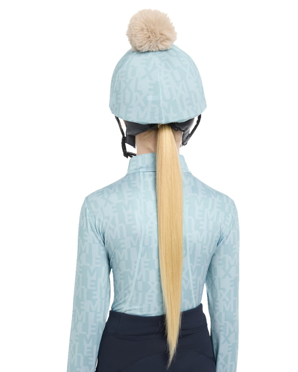 Glacier coloured LeMieux Casey Hat Silk on white background