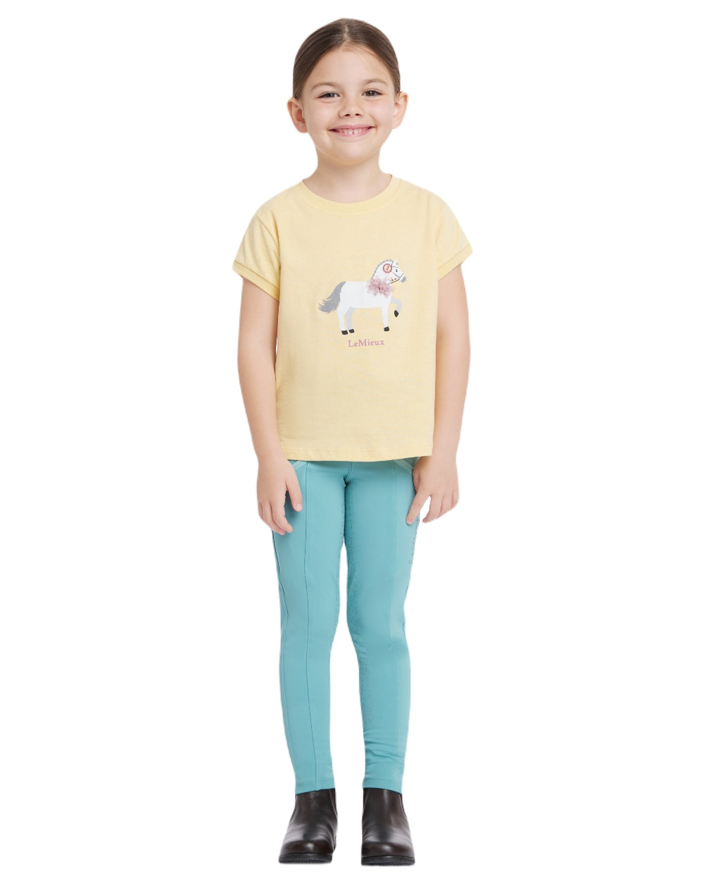 Mimosa coloured LeMieux Childrens Mini Alex Tee on white background