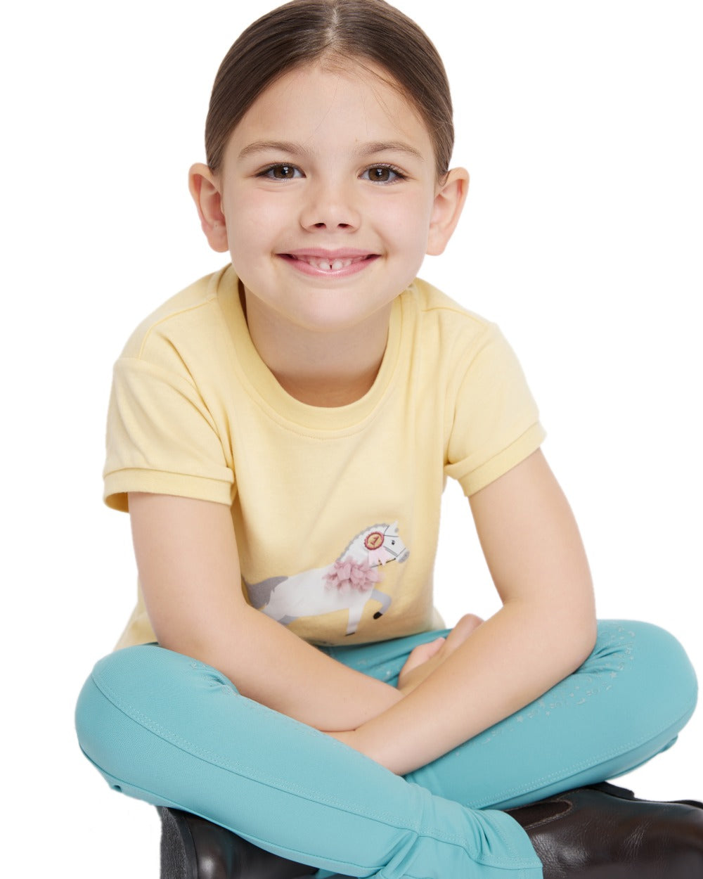 Mimosa coloured LeMieux Childrens Mini Alex Tee on white background