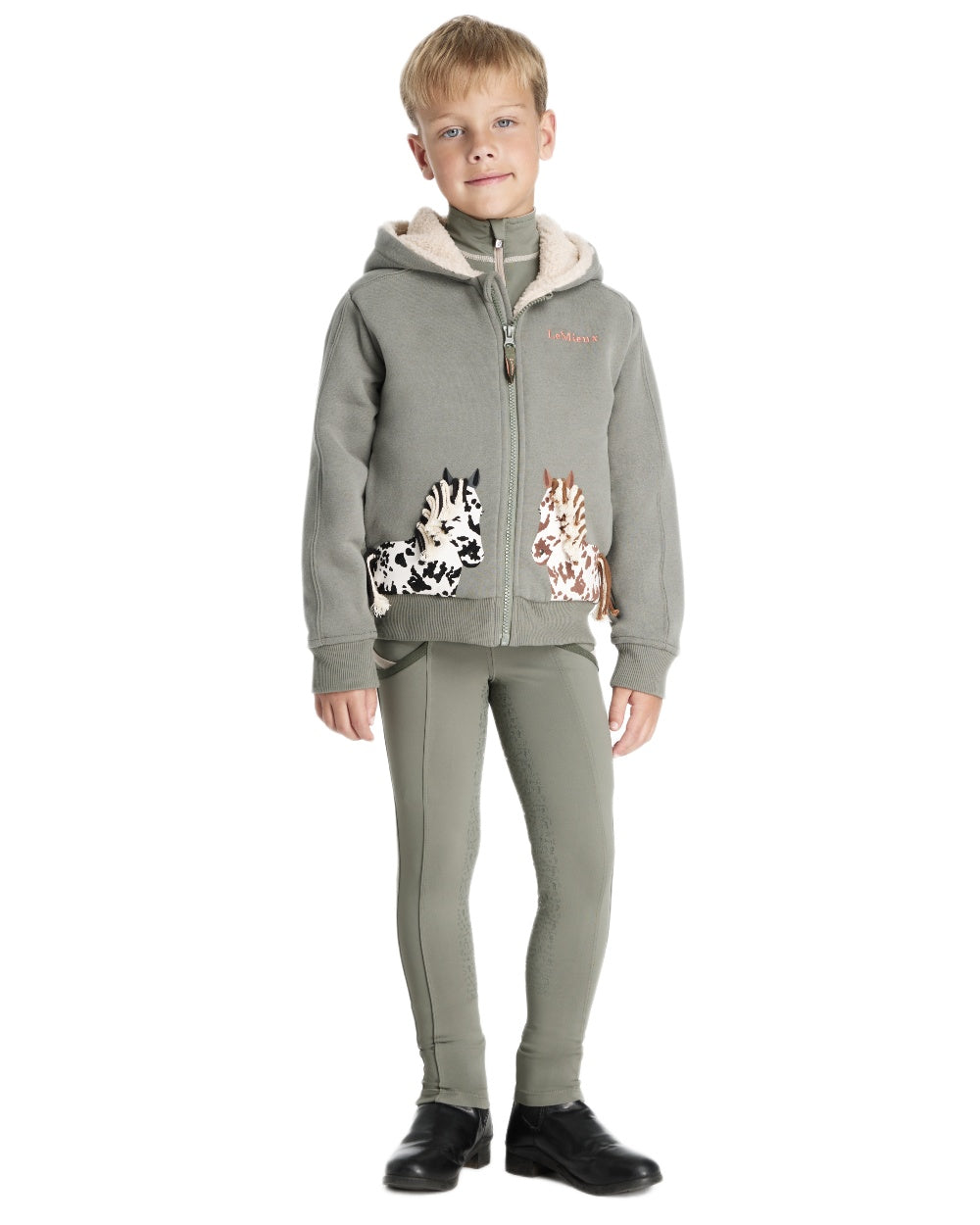 Rosemary coloured LeMieux Childrens Mini Charlie Pony Hoodie on white background