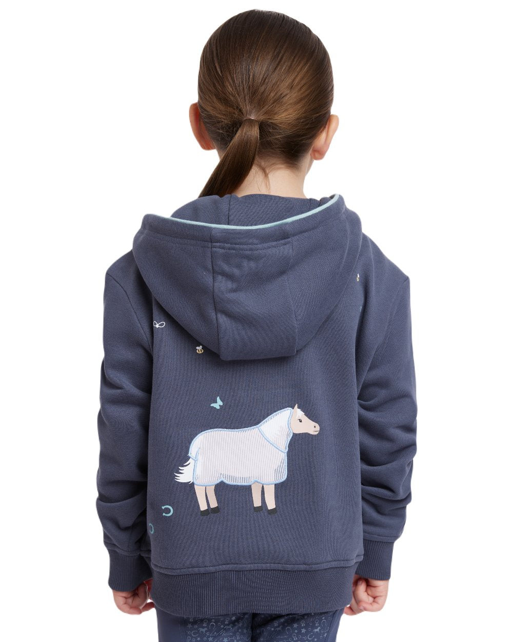 Dusk Blue coloured LeMieux Childrens Mini Charlie Zip Through Hoodie on white background
