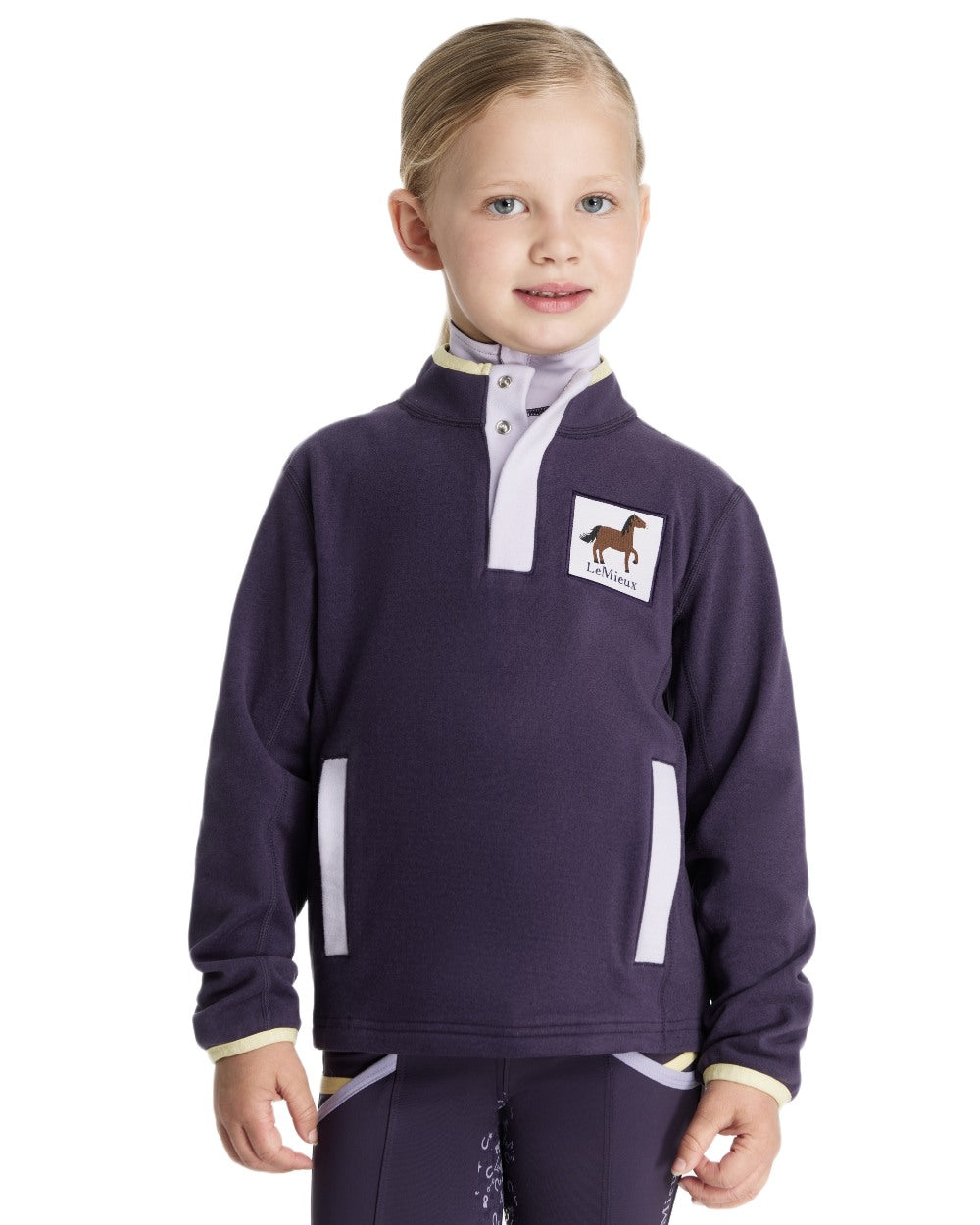 Juniper coloured LeMieux Childrens Mini Mae Popper Fleece on white background