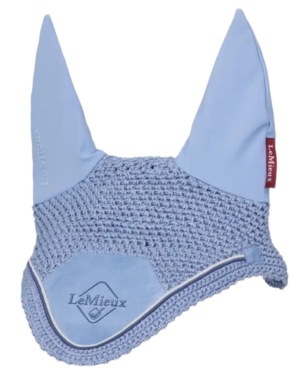 Powder Blue coloured LeMieux Classic Fly Hood on white background