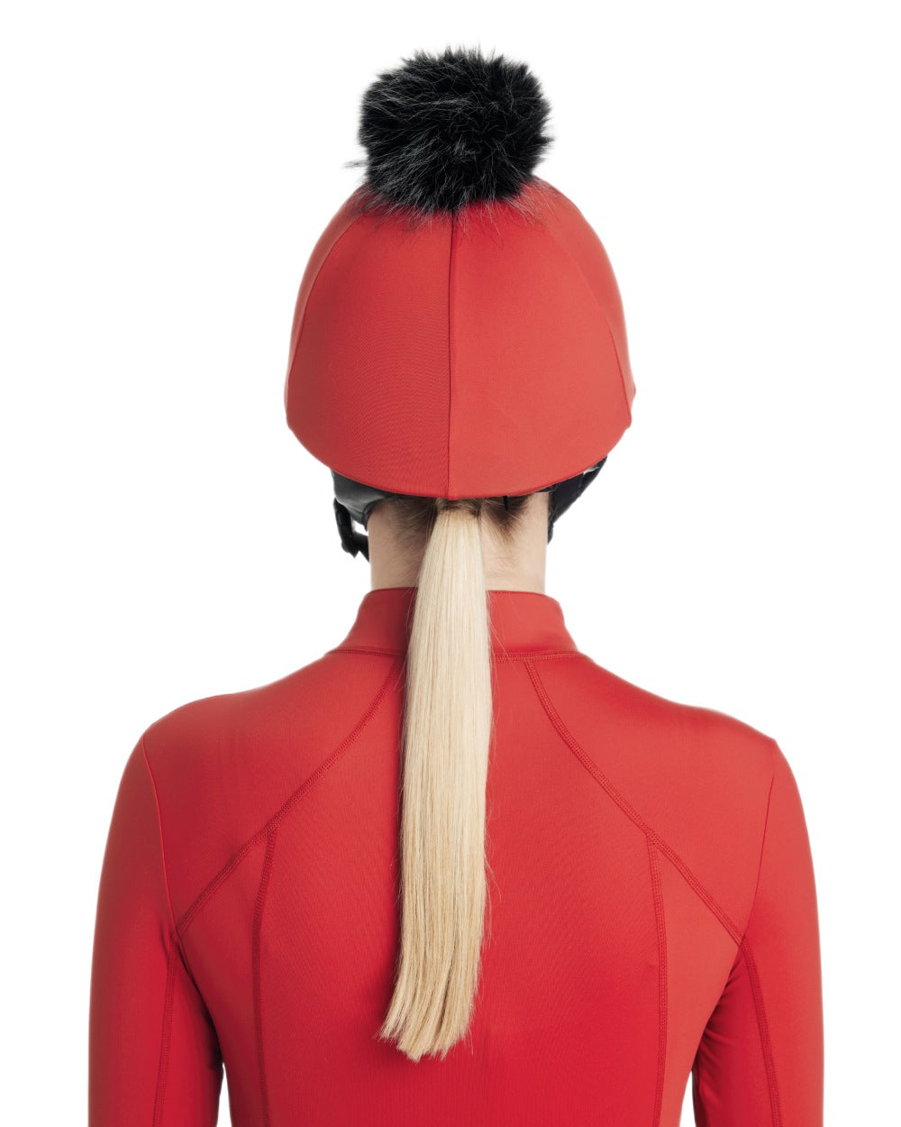 Chilli coloured LeMieux Classique Pom Hat Silk on white background