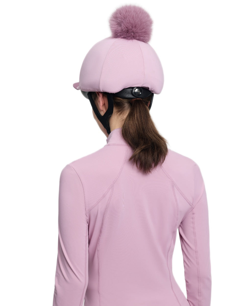 Fondant coloured LeMieux Classique Pom Hat Silk on white background