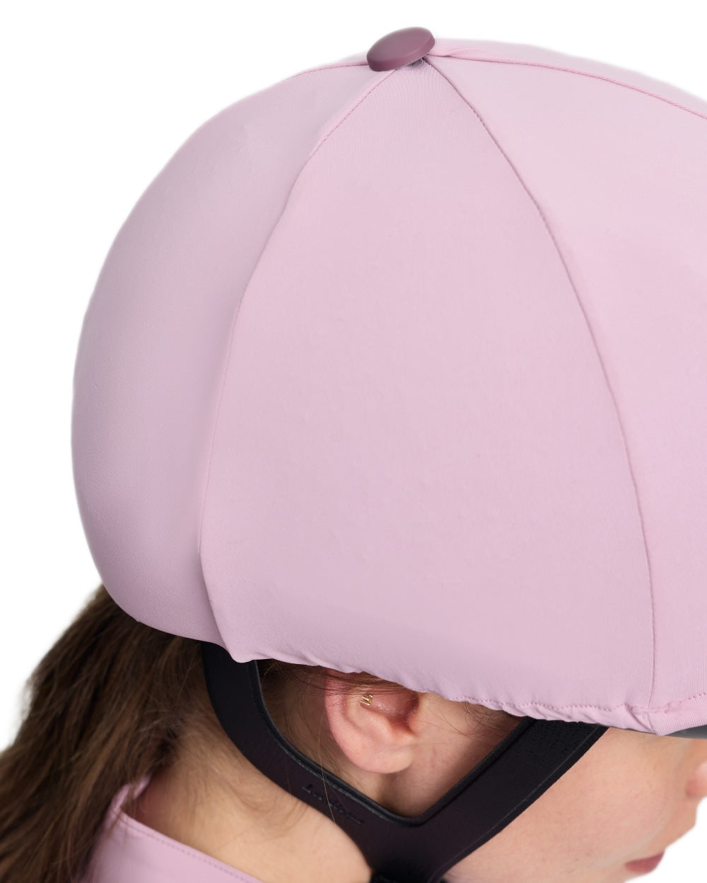 Fondant coloured LeMieux Classique Pom Hat Silk on white background