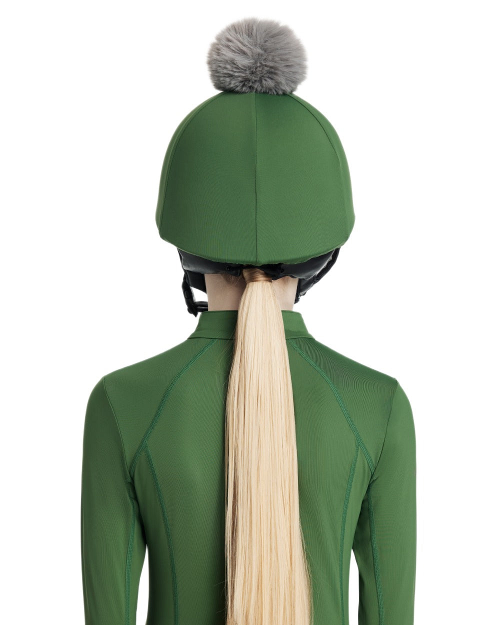 Hunter Green coloured LeMieux Classique Pom Hat Silk on white background
