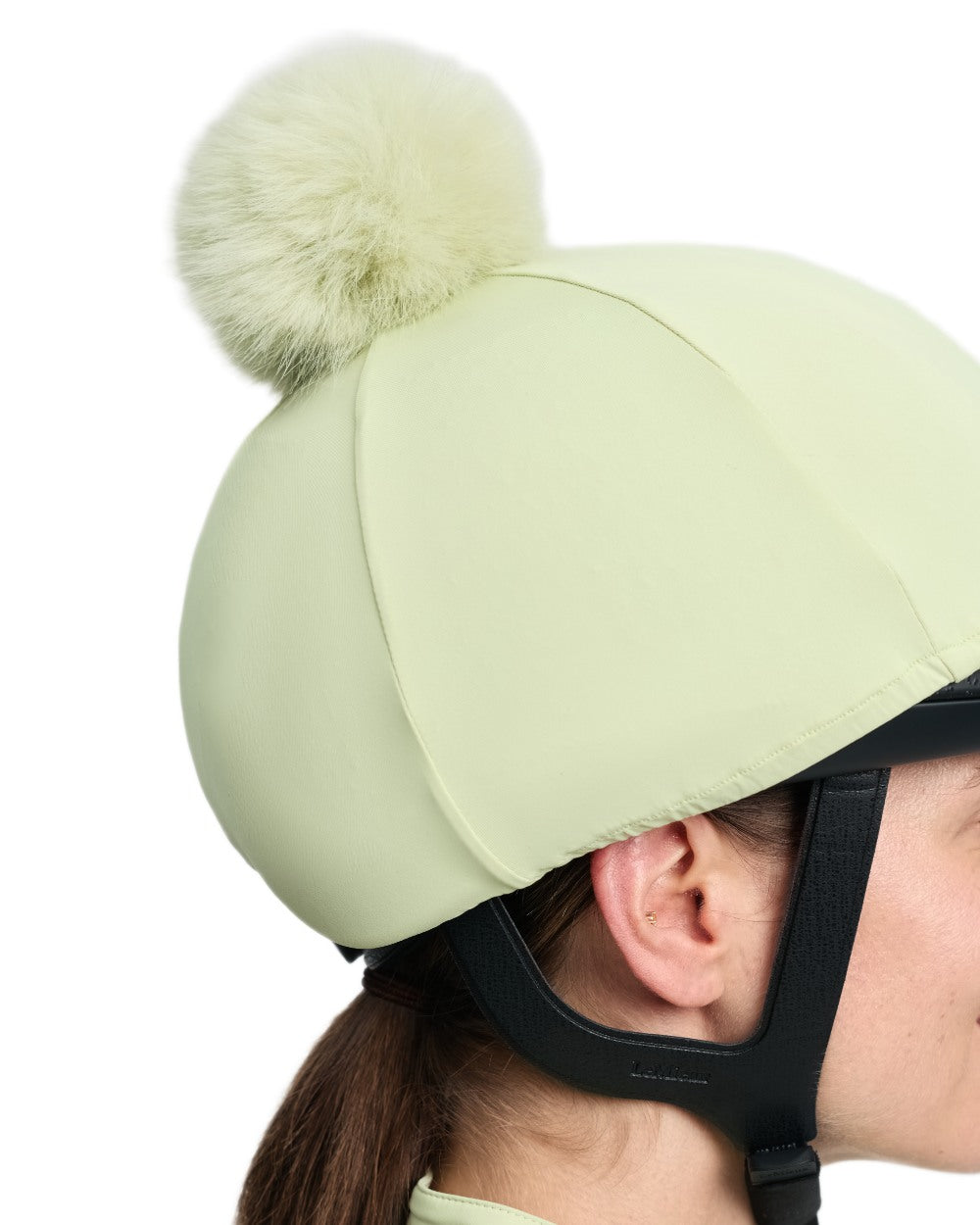 Macaron coloured LeMieux Classique Pom Hat Silk on white background