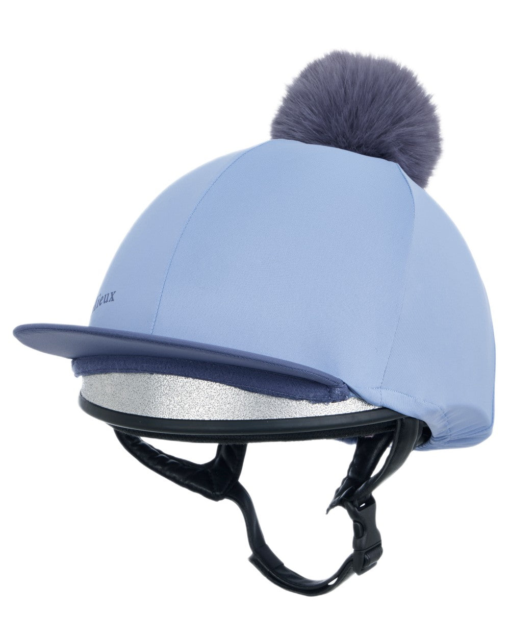Powder Blue coloured LeMieux Classique Pom Hat Silk on white background