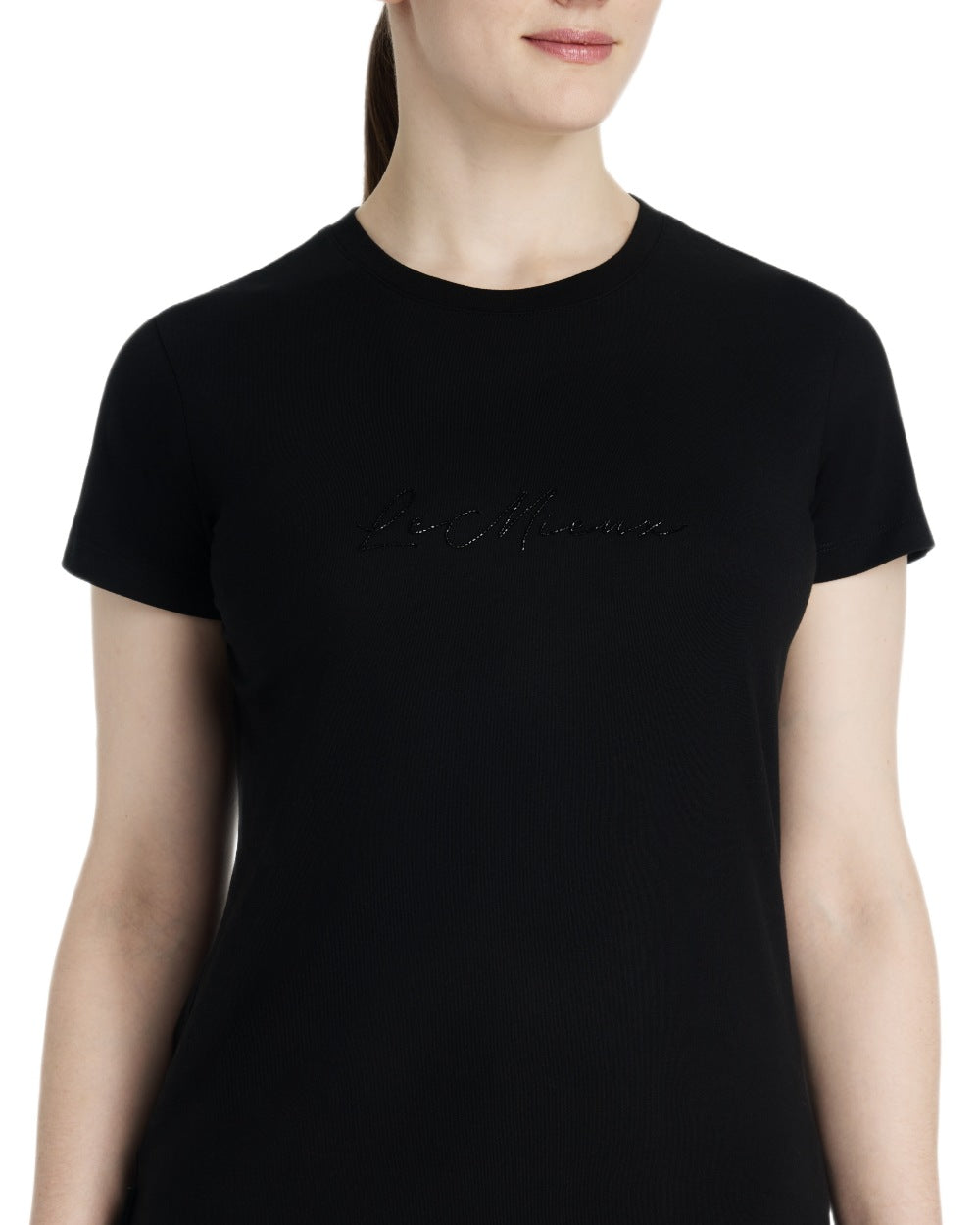 Black coloured LeMieux Classique Sparkle T-Shirt on white background