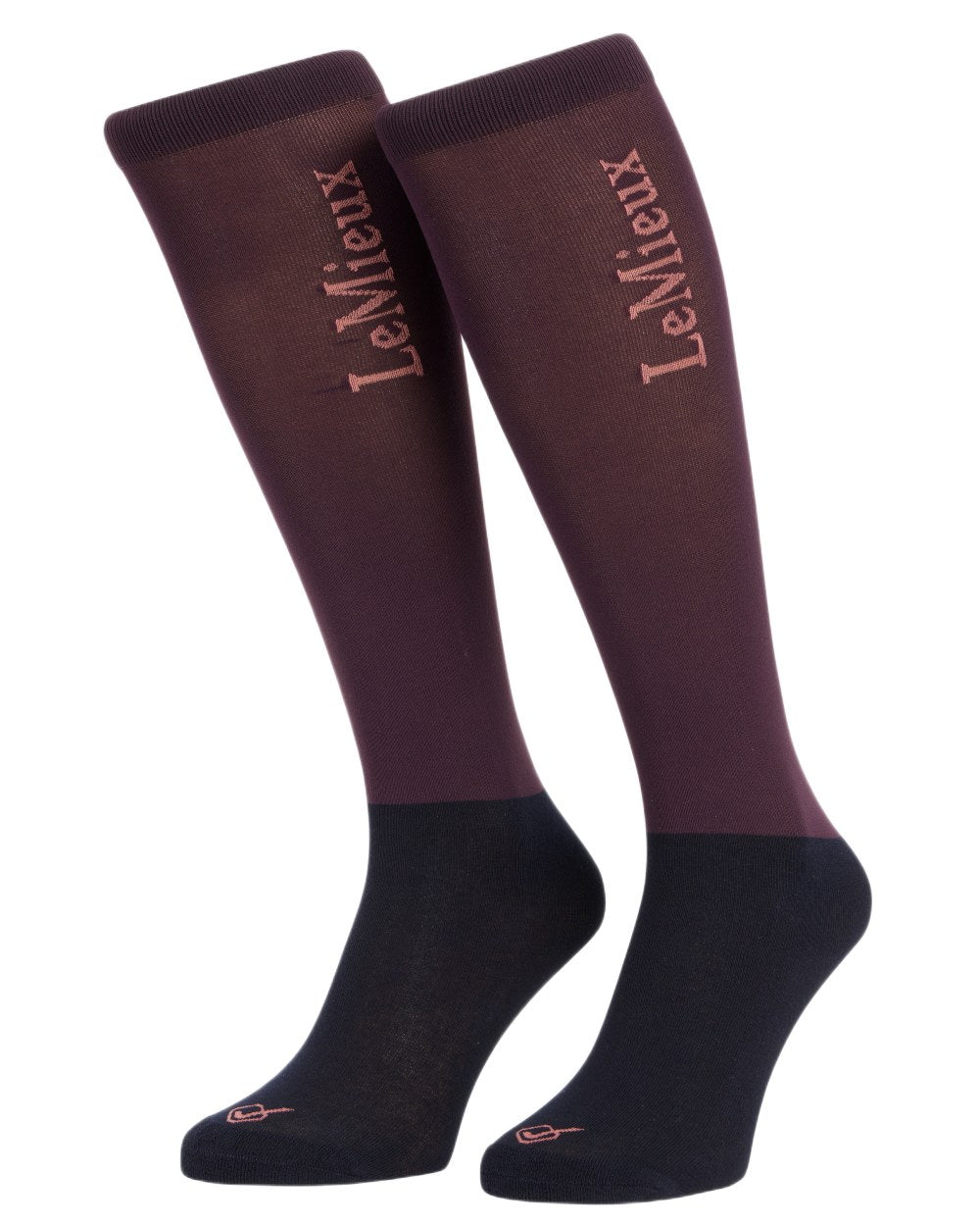 Damson coloured LeMieux Competition Socks - Twin Pack on white background