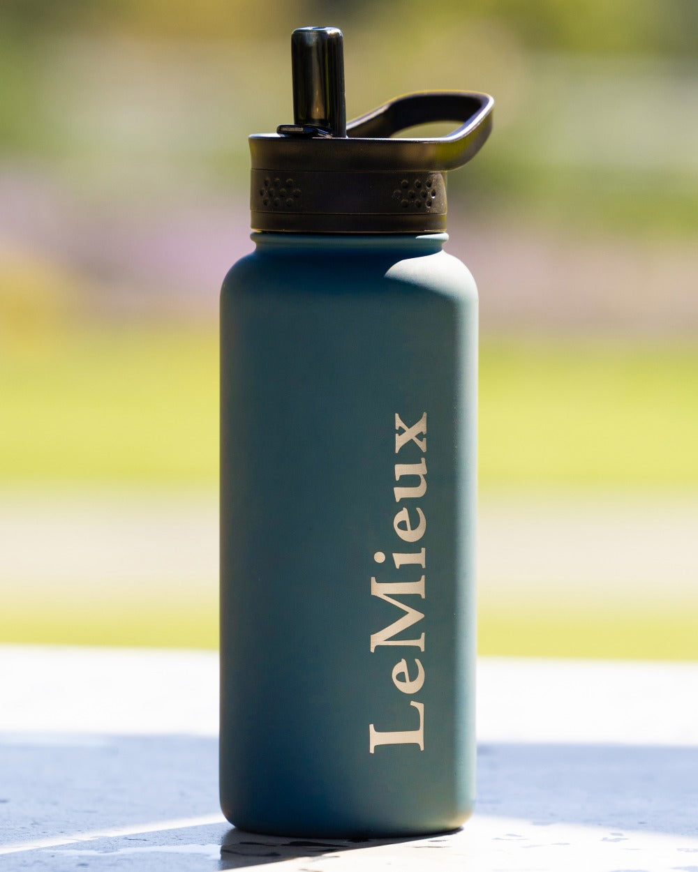 Jungle coloured LeMieux Drinking Bottle on outdoor background