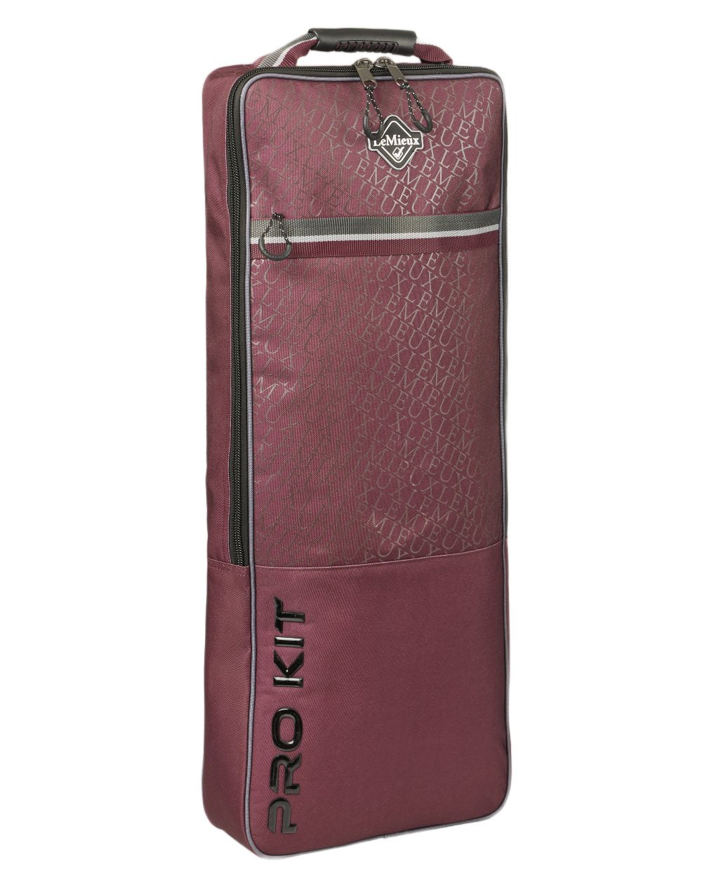 Burgundy coloured LeMieux Elite Pro Bridle Bag on white background