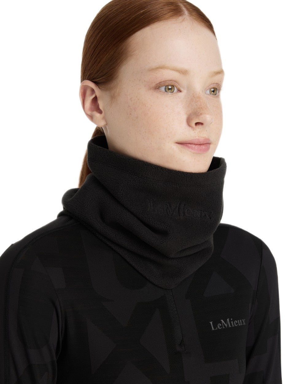 Black coloured LeMieux Fleece Snood on white background