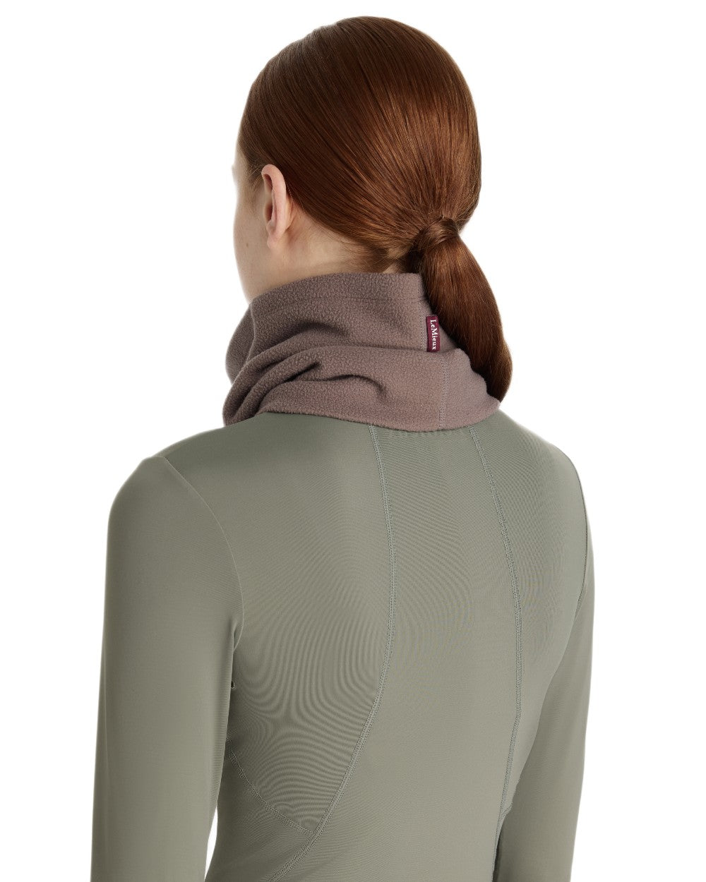 Walnut coloured LeMieux Fleece Snood on white background