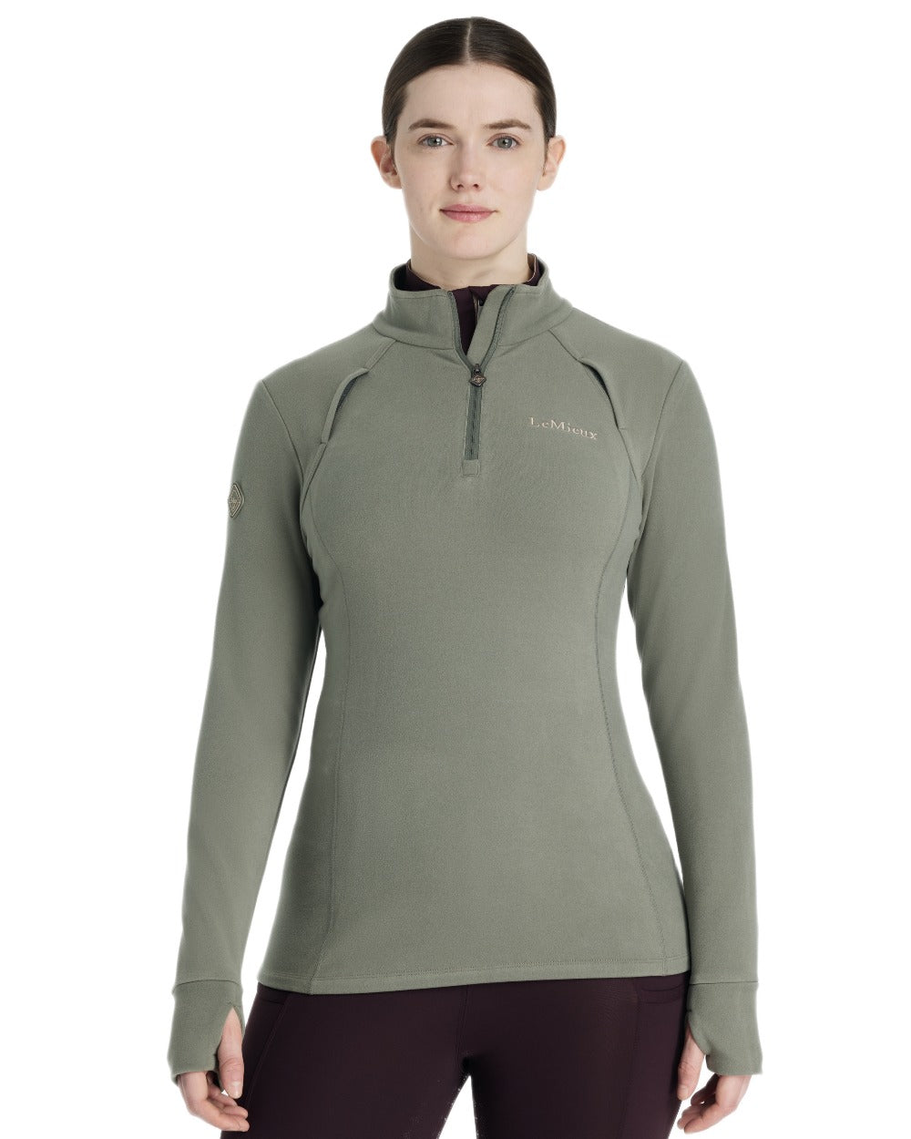 Rosemary coloured LeMieux Frances Quarter Zip Fleece on white background
