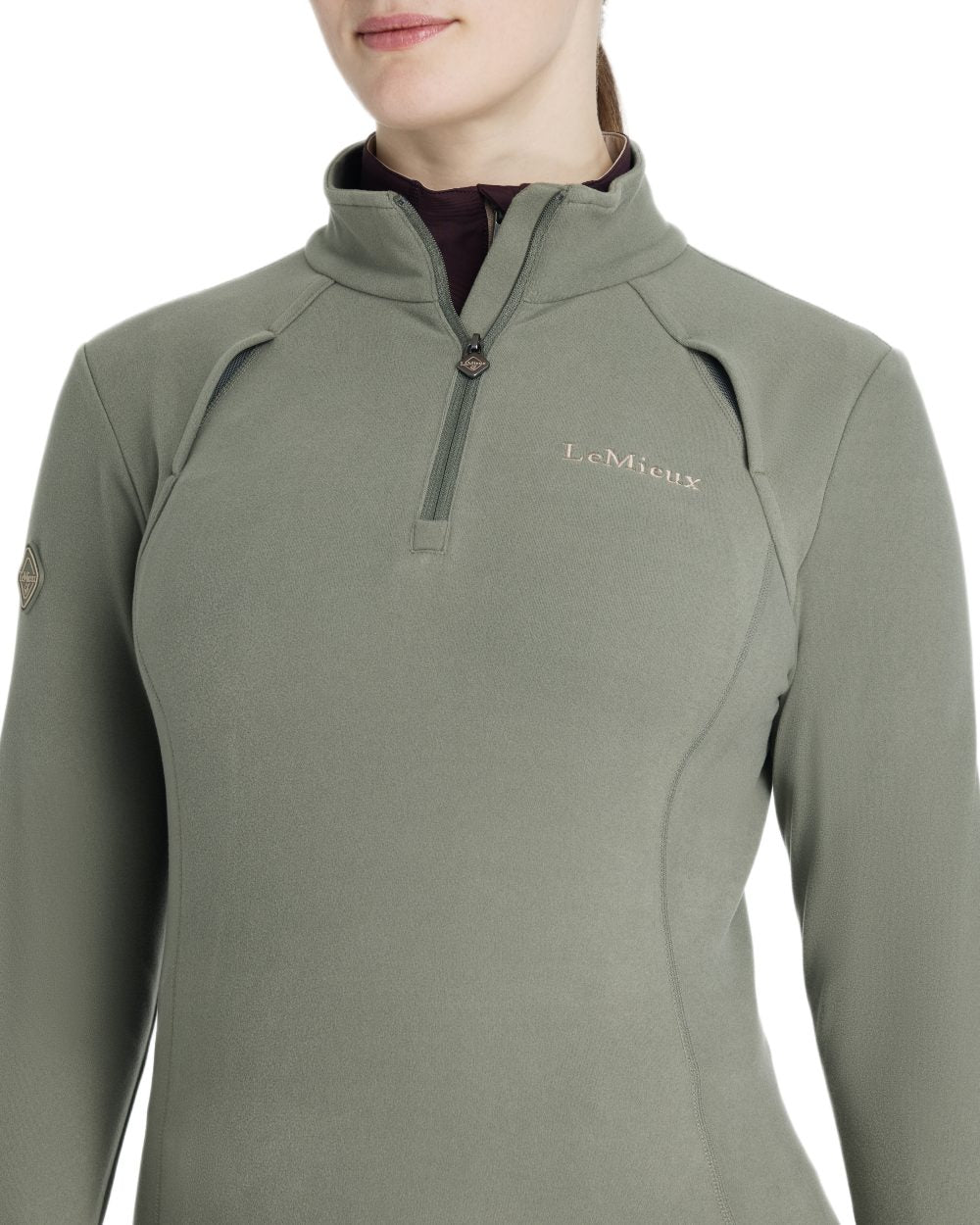 Rosemary coloured LeMieux Frances Quarter Zip Fleece on white background