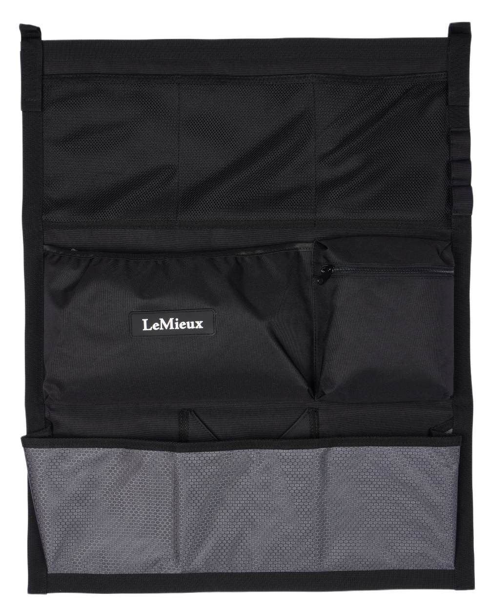 Black coloured LeMieux Hanging Pockets on white background