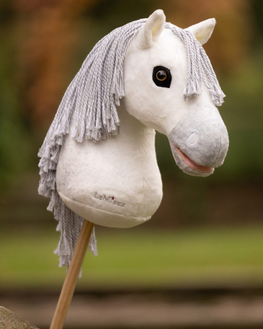 Coco coloured LeMieux Hobby Horse Coco on garden background