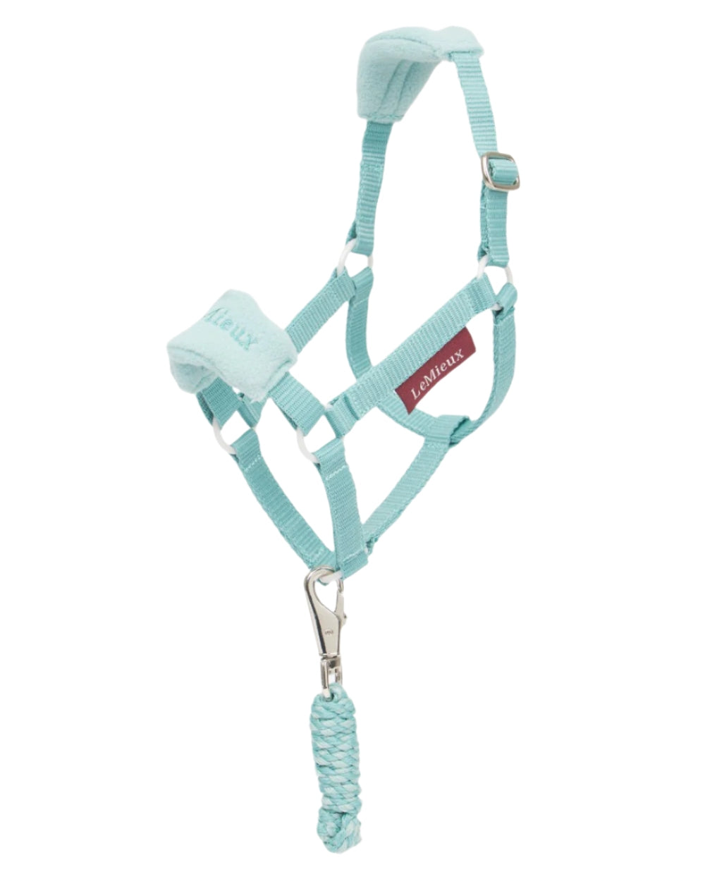 Lagoon coloured LeMieux Hobby Horse Vogue Headcollar on white background