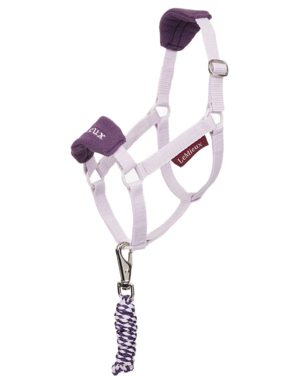 Lilac coloured LeMieux Hobby Horse Vogue Headcollar on white background