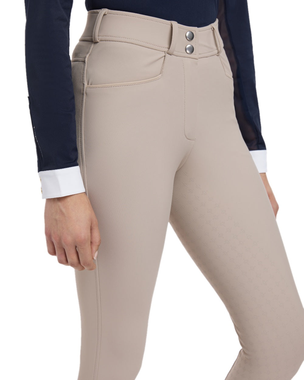 Almond Coloured LeMieux Isabelle Full Seat Breeches On A White Background