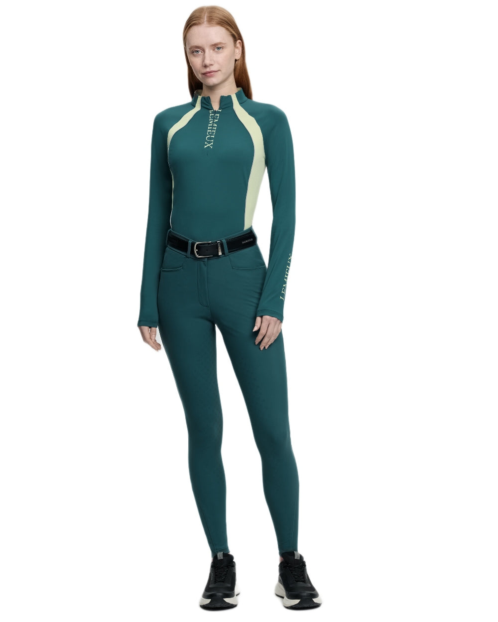 Jungle coloured LeMieux Isabelle Full Seat Breeches on white background