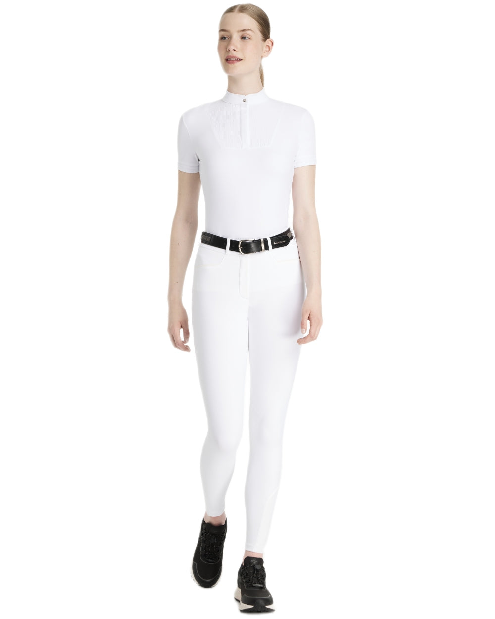 White coloured LeMieux Isabelle Full Seat Breeches on white background