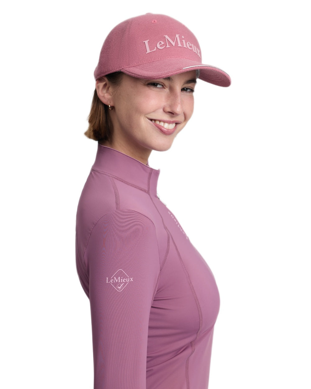 Mallow coloured LeMieux Lara Cap on white background