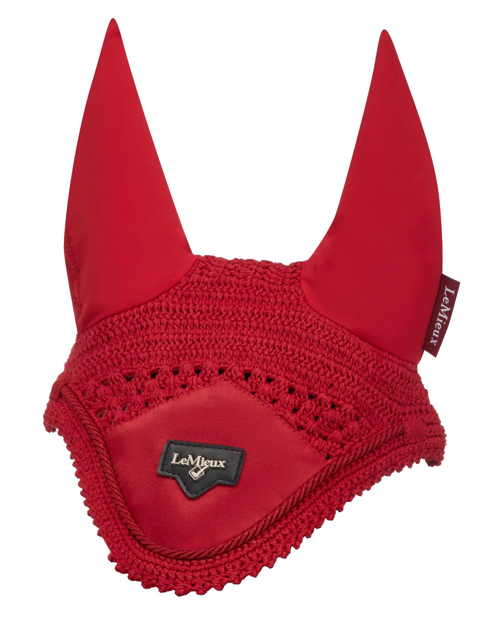 Chilli coloured LeMieux Loire Fly Hood on white background
