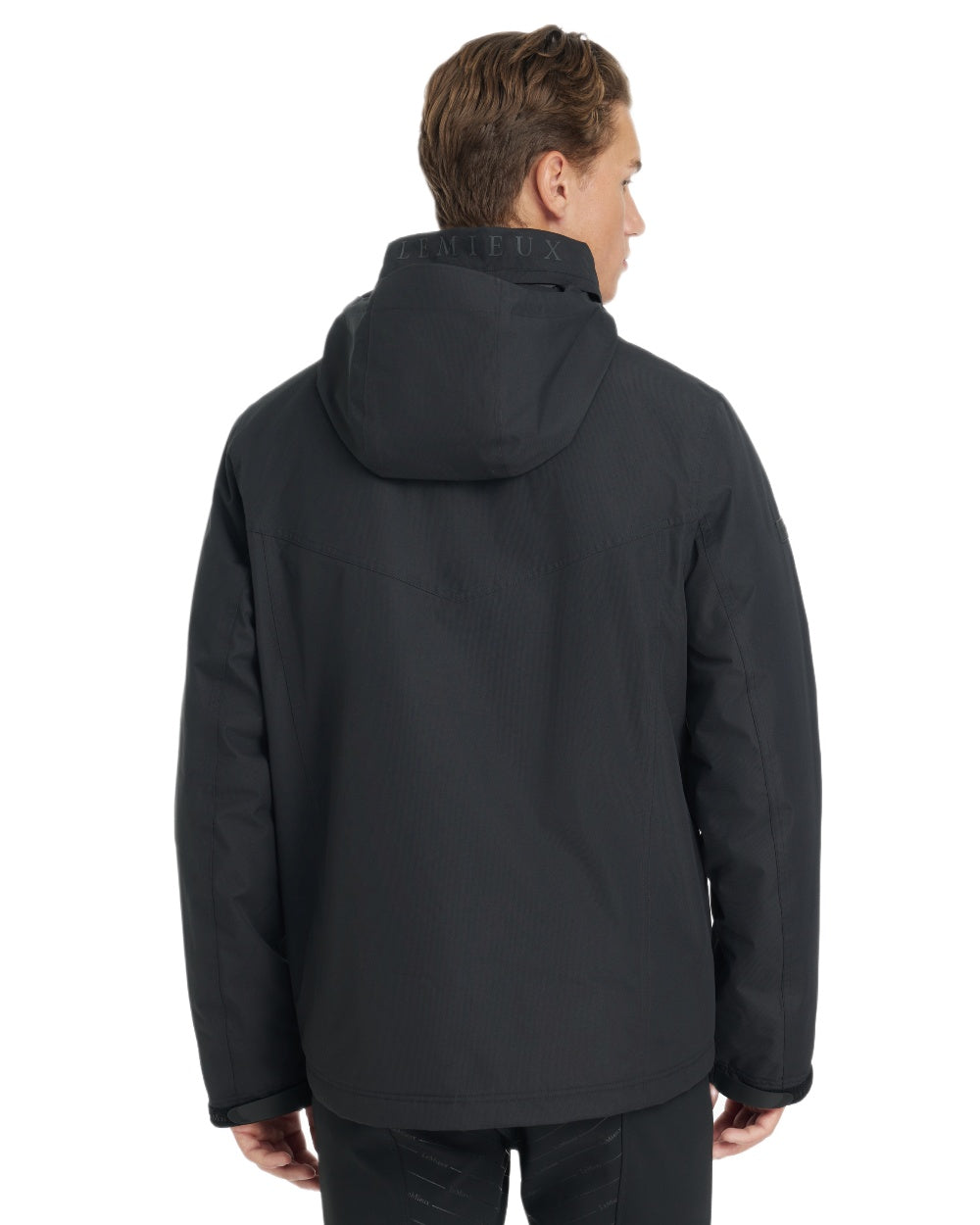 Black coloured LeMieux Mens Waterproof Team Jacket on white background