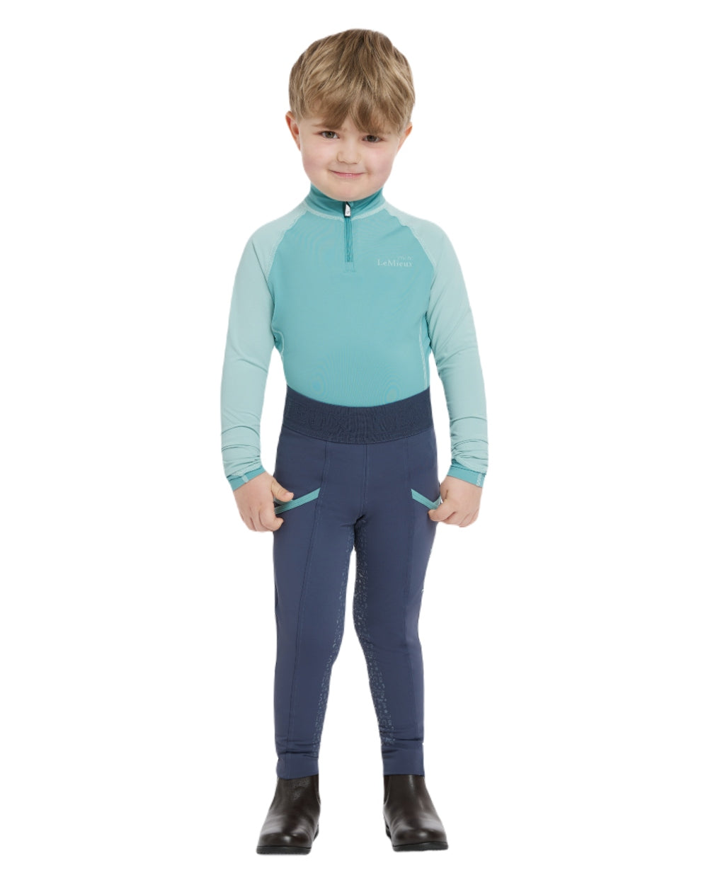Dusk Blue Coloured LeMieux Mini Pull Ons On A White Background