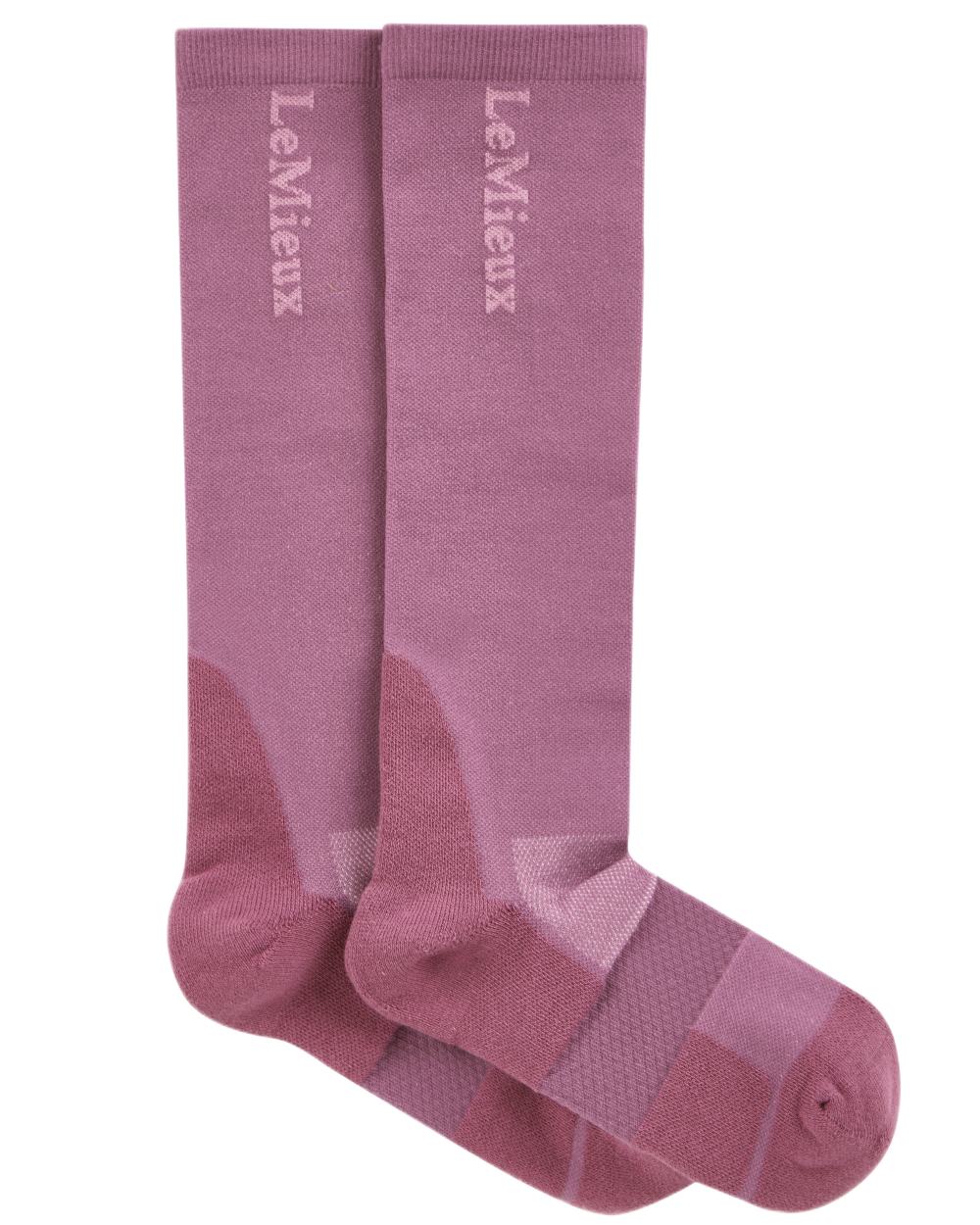Mallow coloured LeMieux Performance Socks on white background