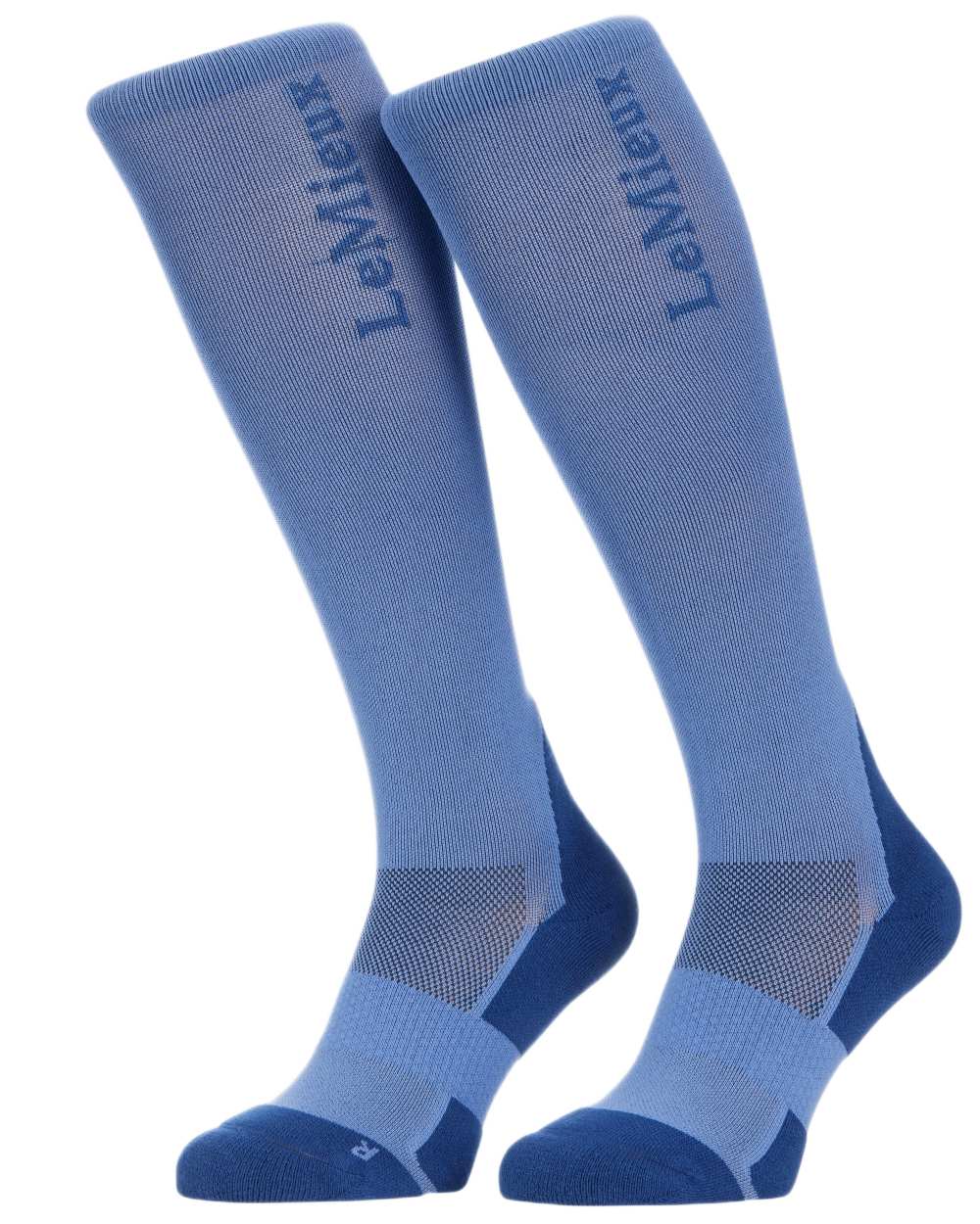 Powder Blue coloured LeMieux Performance Socks on white background